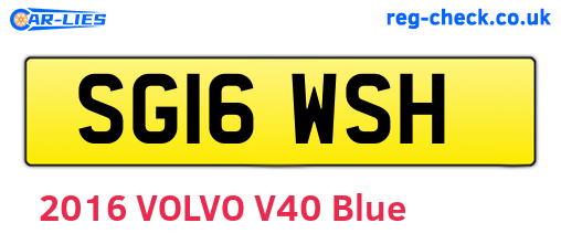 SG16WSH are the vehicle registration plates.