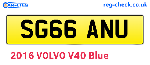 SG66ANU are the vehicle registration plates.