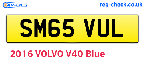 SM65VUL are the vehicle registration plates.