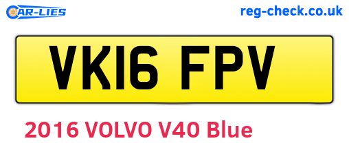 VK16FPV are the vehicle registration plates.