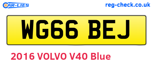 WG66BEJ are the vehicle registration plates.