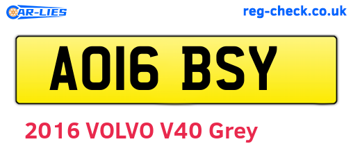 AO16BSY are the vehicle registration plates.