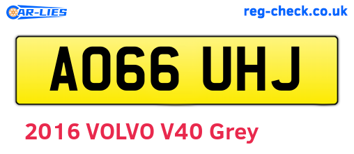 AO66UHJ are the vehicle registration plates.