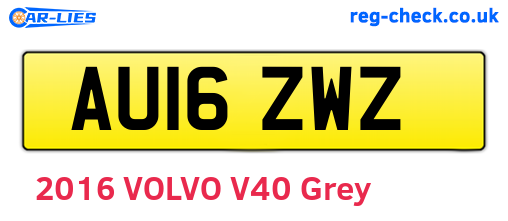AU16ZWZ are the vehicle registration plates.