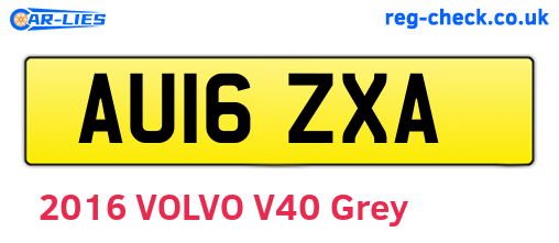AU16ZXA are the vehicle registration plates.
