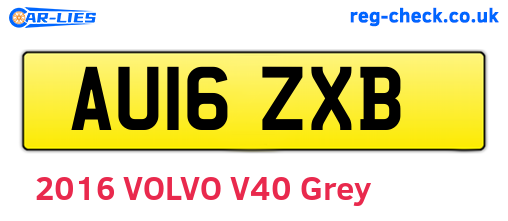 AU16ZXB are the vehicle registration plates.