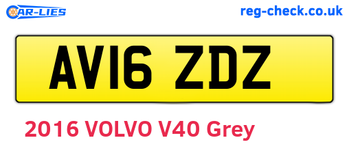 AV16ZDZ are the vehicle registration plates.