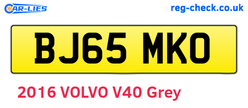 BJ65MKO are the vehicle registration plates.