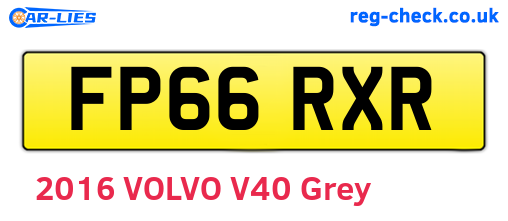 FP66RXR are the vehicle registration plates.