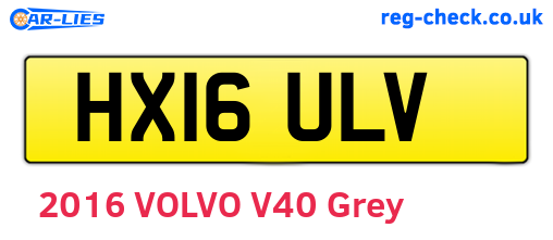 HX16ULV are the vehicle registration plates.