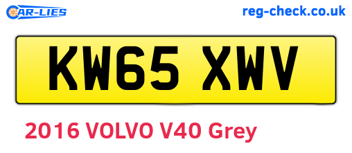 KW65XWV are the vehicle registration plates.