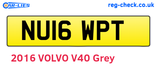 NU16WPT are the vehicle registration plates.