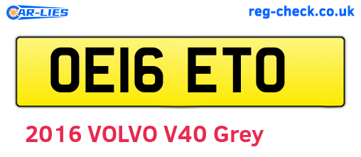 OE16ETO are the vehicle registration plates.