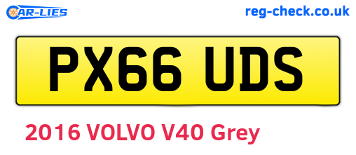 PX66UDS are the vehicle registration plates.