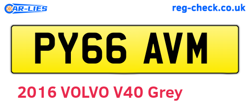 PY66AVM are the vehicle registration plates.