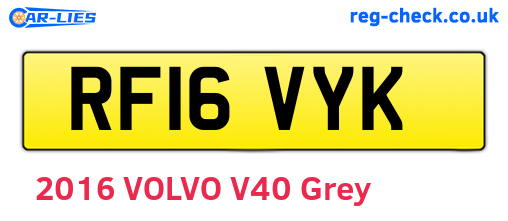RF16VYK are the vehicle registration plates.