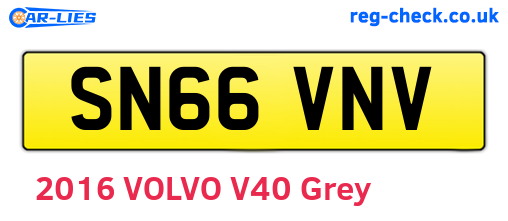 SN66VNV are the vehicle registration plates.