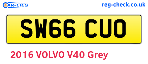 SW66CUO are the vehicle registration plates.
