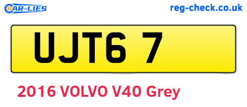 UJT67 are the vehicle registration plates.