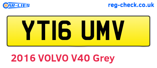 YT16UMV are the vehicle registration plates.