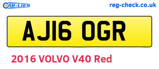 AJ16OGR are the vehicle registration plates.