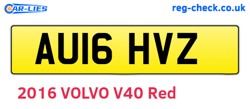 AU16HVZ are the vehicle registration plates.