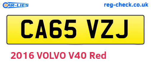 CA65VZJ are the vehicle registration plates.
