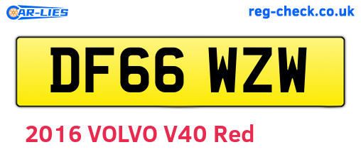 DF66WZW are the vehicle registration plates.
