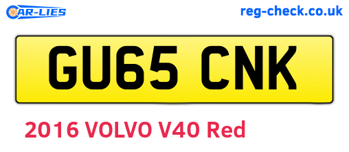 GU65CNK are the vehicle registration plates.