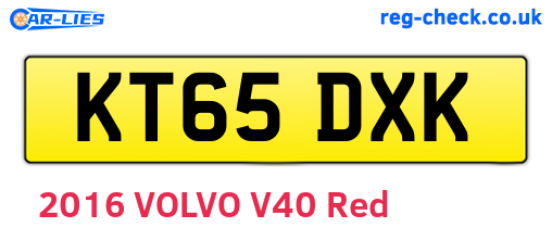 KT65DXK are the vehicle registration plates.