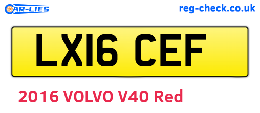 LX16CEF are the vehicle registration plates.