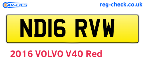 ND16RVW are the vehicle registration plates.