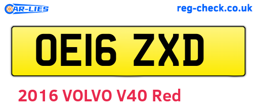 OE16ZXD are the vehicle registration plates.