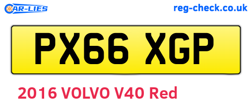 PX66XGP are the vehicle registration plates.