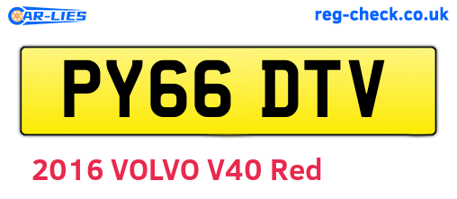 PY66DTV are the vehicle registration plates.