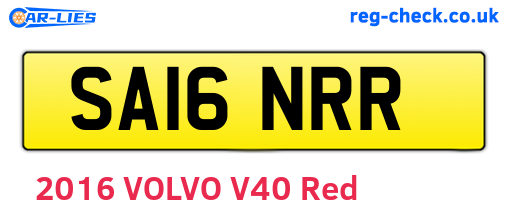 SA16NRR are the vehicle registration plates.