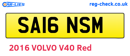 SA16NSM are the vehicle registration plates.