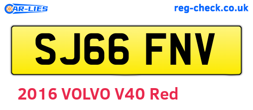 SJ66FNV are the vehicle registration plates.