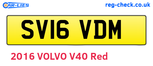 SV16VDM are the vehicle registration plates.