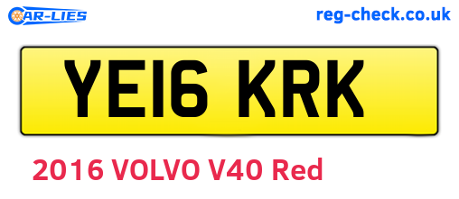 YE16KRK are the vehicle registration plates.