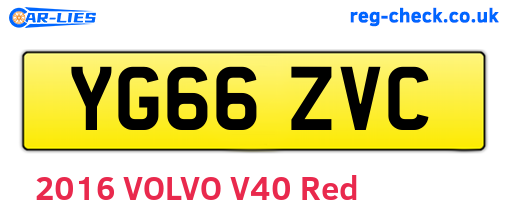 YG66ZVC are the vehicle registration plates.
