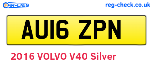 AU16ZPN are the vehicle registration plates.
