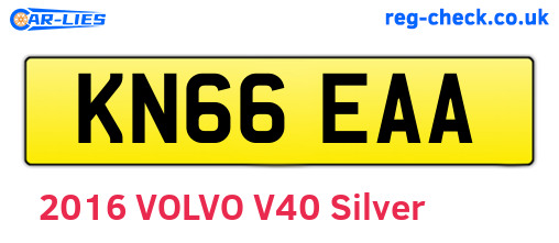 KN66EAA are the vehicle registration plates.