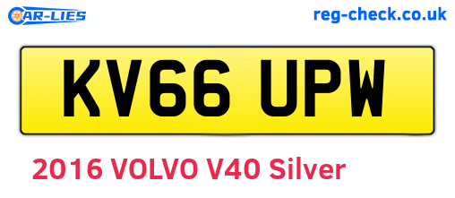 KV66UPW are the vehicle registration plates.