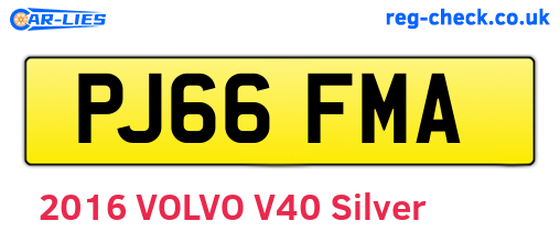 PJ66FMA are the vehicle registration plates.