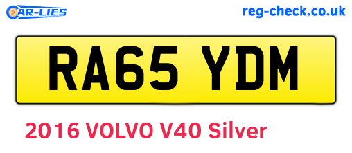 RA65YDM are the vehicle registration plates.