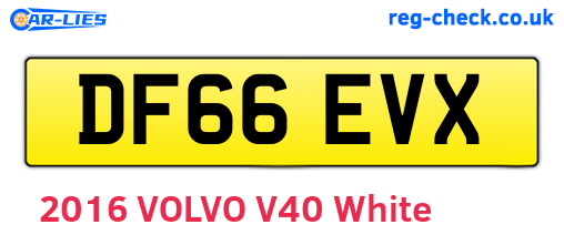 DF66EVX are the vehicle registration plates.