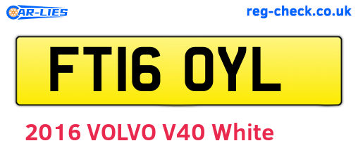FT16OYL are the vehicle registration plates.