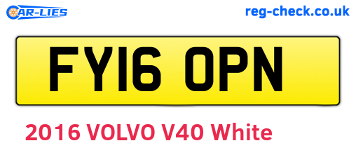FY16OPN are the vehicle registration plates.