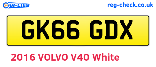 GK66GDX are the vehicle registration plates.